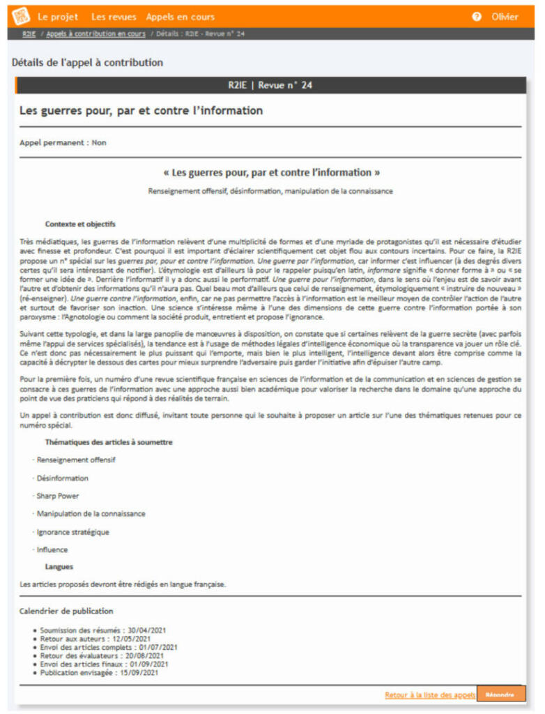 Capture d’écran AAC Numero Guerres de l'info